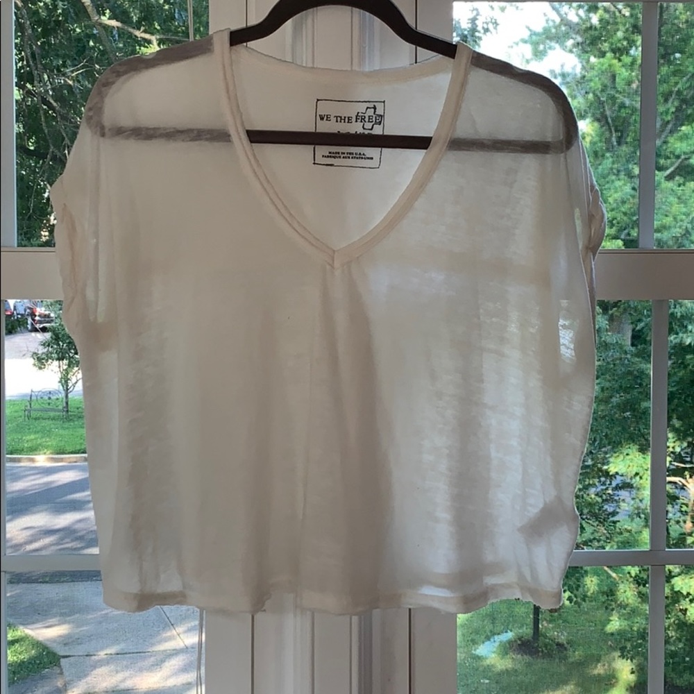 Free People White Cropped T-Shirt